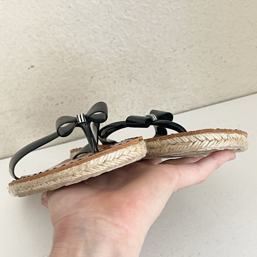 Henri Bendel La Playa Black and Brown flip flop jelly Sandals with Bow Detail 10 - Picture 9 of 11